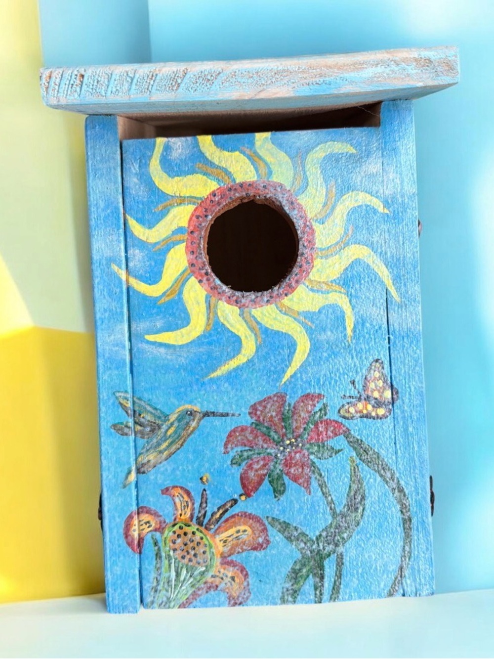 One-of-a-Kind Hand Built & Hand Painted Sealed Cedar Birdhouse